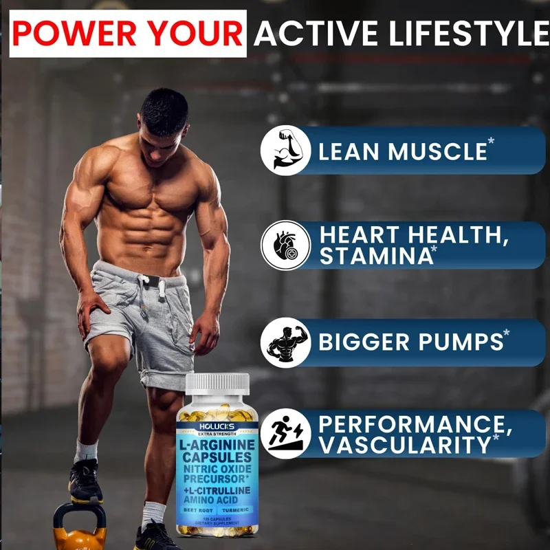 L-Arginine Supplement, with Beet Root & Turmeric, Supports Muscle Growth, Energy, Performance, Recovery & Vitality for Men - Image 4