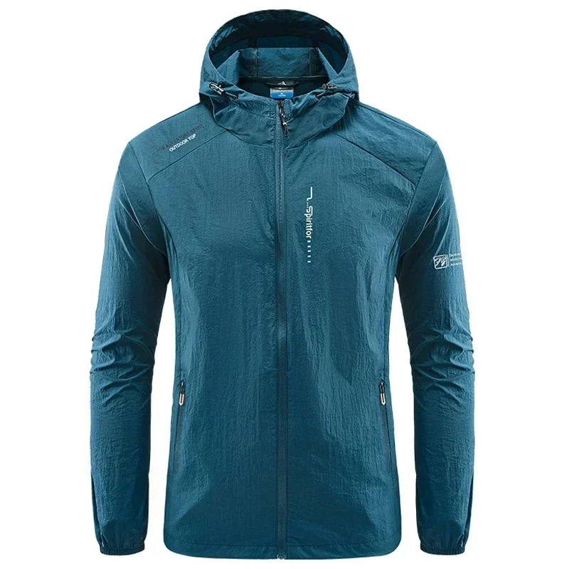 UPF50+ Summer Outdoor Quick Dry Sun-Protective Thin Jacket Men Hiking Fishing Cycling Hooded Gym Sport Ultra Light Windbreaker - Image 4