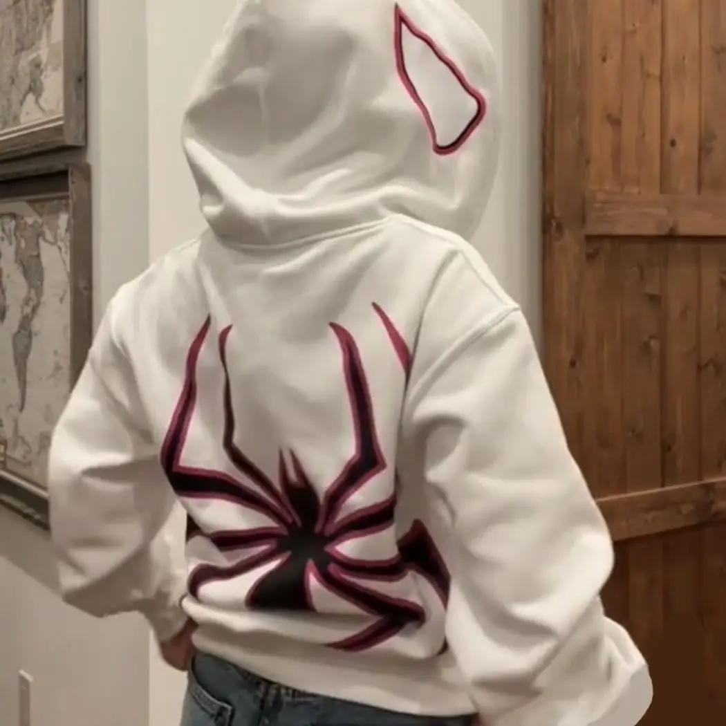 Full Zip Up Spider Hoodie Women Men Streetwear Harajuku Graphic Oversized Jacket Hood Shirt Punk Gothic Y2K Clothes Sweatshirt - Image 2