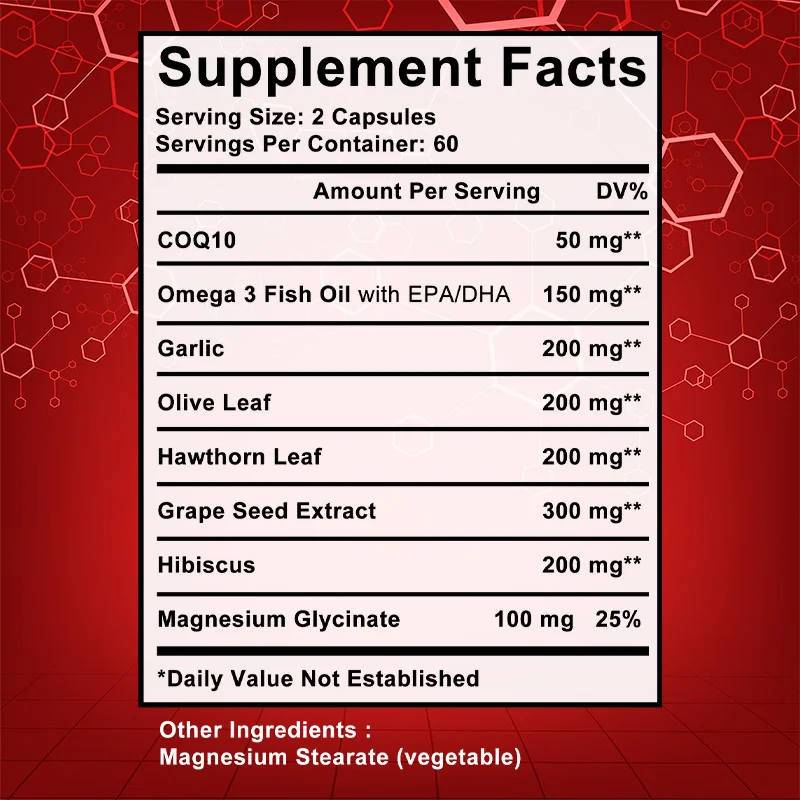 Healthy Heart - with COQ 10 Garlic, Magnesium, Hawthorn - Antioxidant, Cardiovascular and Heart Health Supplement - Image 6