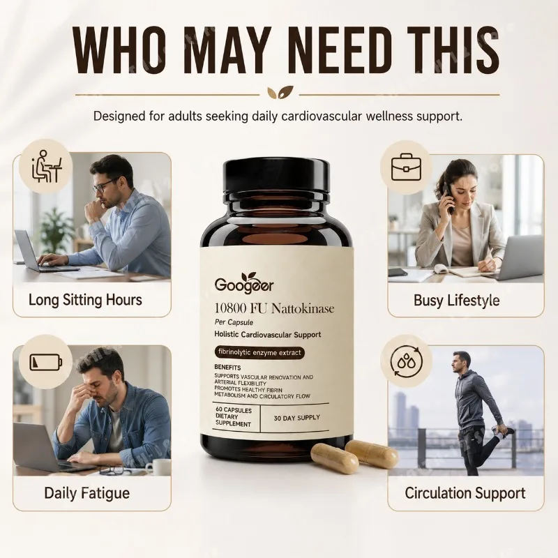 Nattokinase 10800 FU Capsules with CoQ10 Garlic Extract Daily Wellness Supplement 60 Count 30 Day Supply for Adults Men Women - Image 4