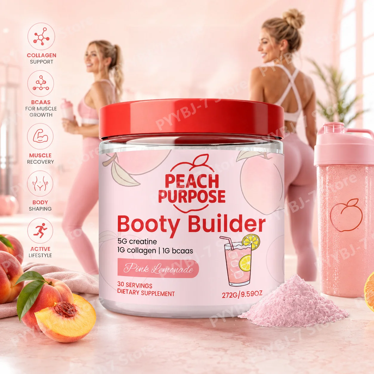 Women’s Collagen Protein Powder with BCAA Creatine Workout RecoveryDrinkforMuscle Tone Skin Support Fitness Nutrition Supplement