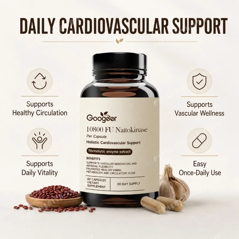 Nattokinase 10800 FU Capsules with CoQ10 Garlic Extract Daily Wellness Supplement 60 Count 30 Day Supply for Adults Men Women - Image 2