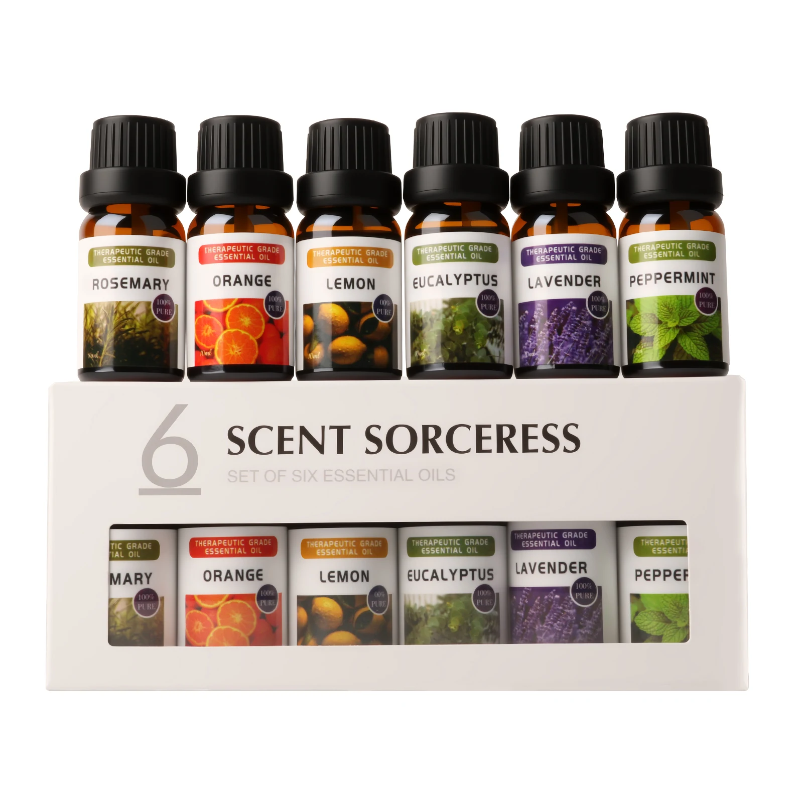 6Pcs/Set Pure Lemon Sweet Orange Eucalyptus Lavender Peppermint Rosemary Fragrance Massage Spa Aromatherapy Essential Oil Set