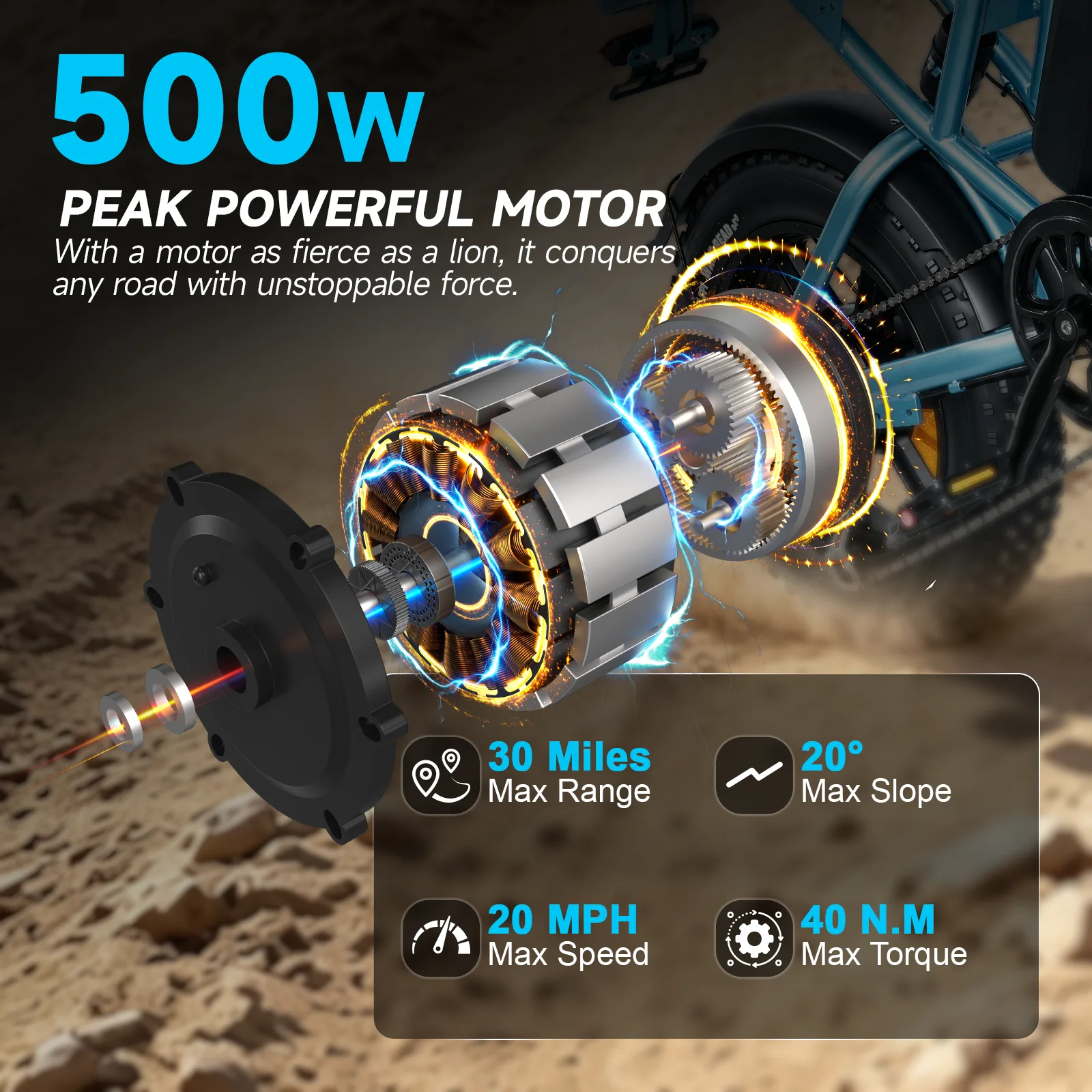 OBX Unisex Mountain Electric Bicycle 500W/1000W Motor 36V 13AH/48V 15AH Battery 16''/20'' Tire All Terrain Off-Road E-Bike - Image 2