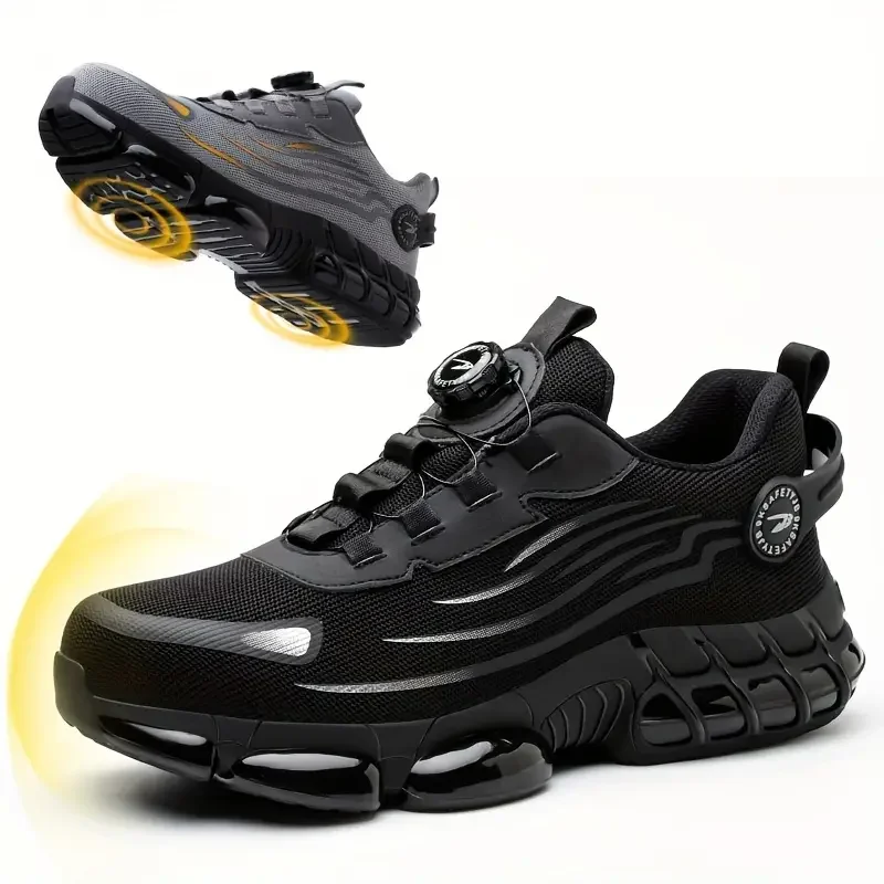2025 New Men's Safety Work Shoes Puncture Proof Indestructible Rotated Buckle Waterproof Durable Sneakers for Men - Image 2