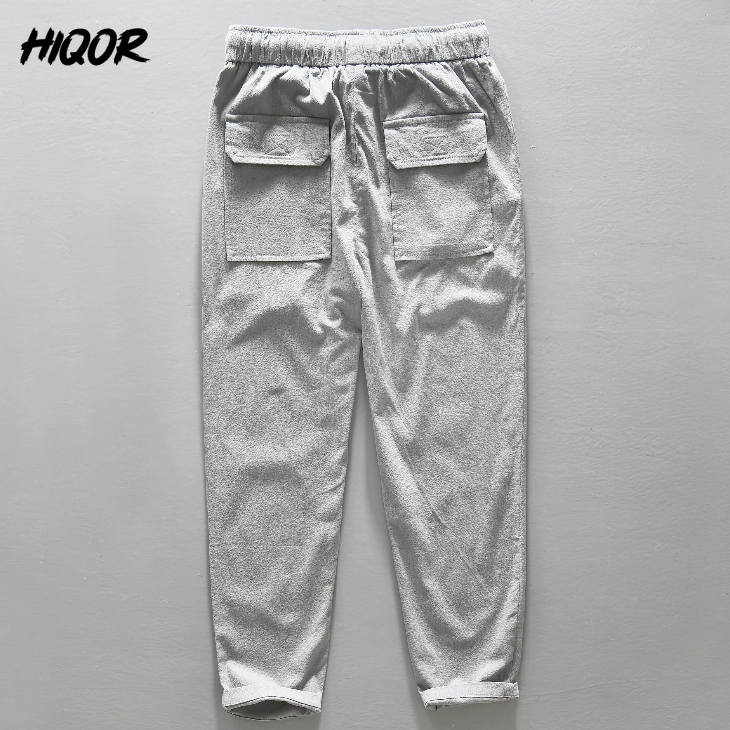 HIQOR Men's Clothing Casual Cotton Linen Chino Pants Men Thin Baggy Cotton Sweatpants Male Sport Jogger Straight Work Trousers - Image 5