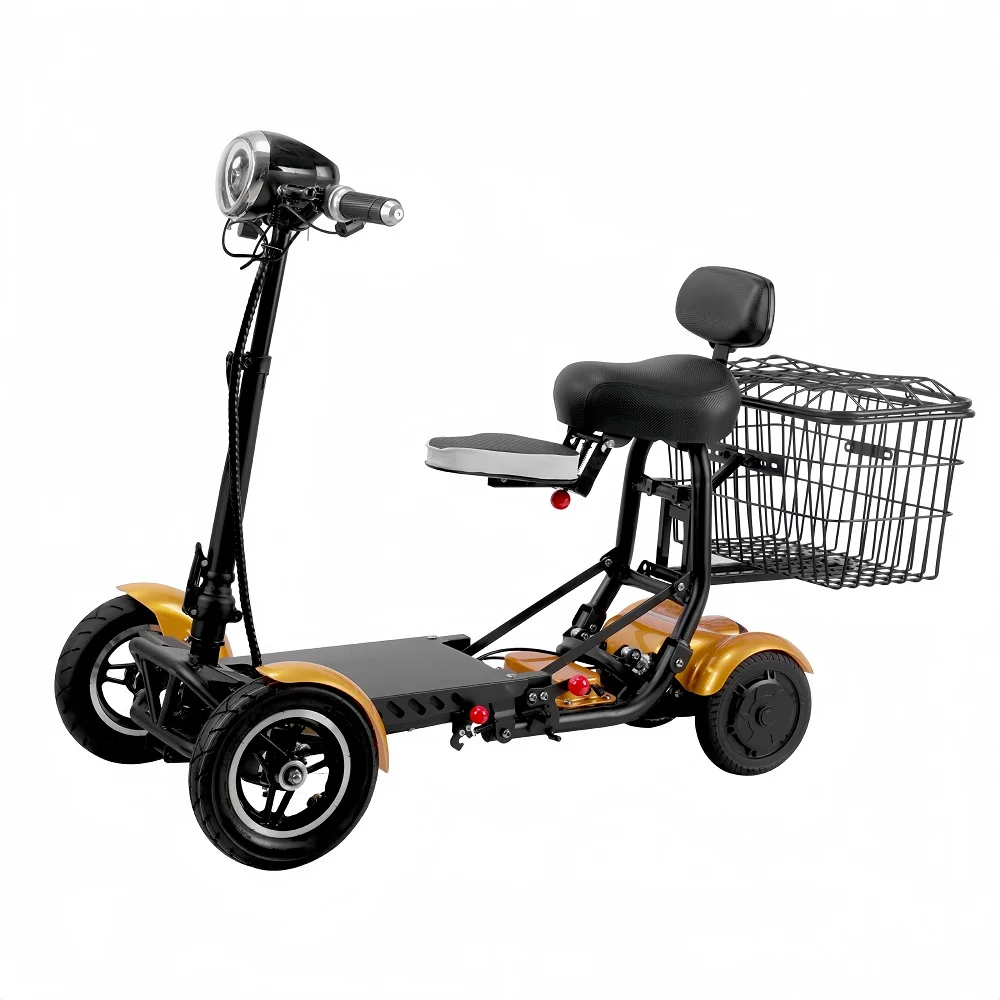 Foldable Long Range Handicap 4-Wheel Electric Bike Scooter for Adults with Seat - Mobility Scooter