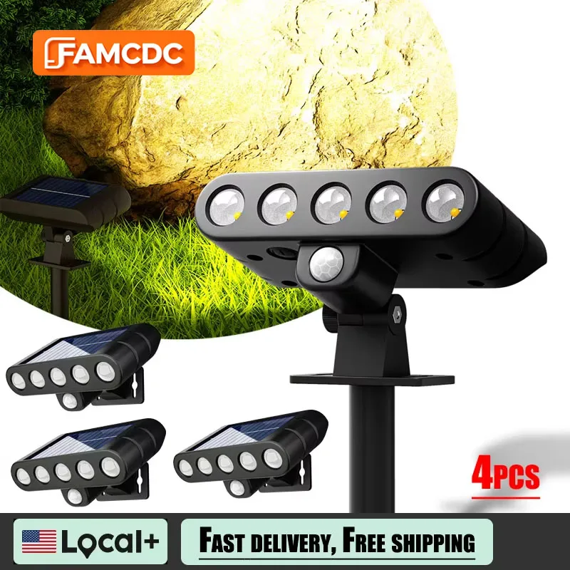 4 Pcs Solar Outdoor Spotlights Lawn Flag Lights Landscape LED Ground Lights Suitable For Gardens Trees And Courtyards Pathway