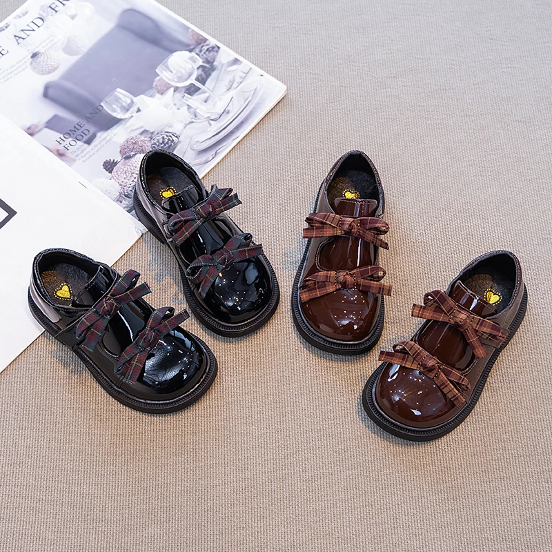 Girls Mary Jane Shoes Plaid Bow 2026 Spring Autumn Children School Uniform Leather Shoes Princess Wedding Party Dress Kids Flats - Image 5