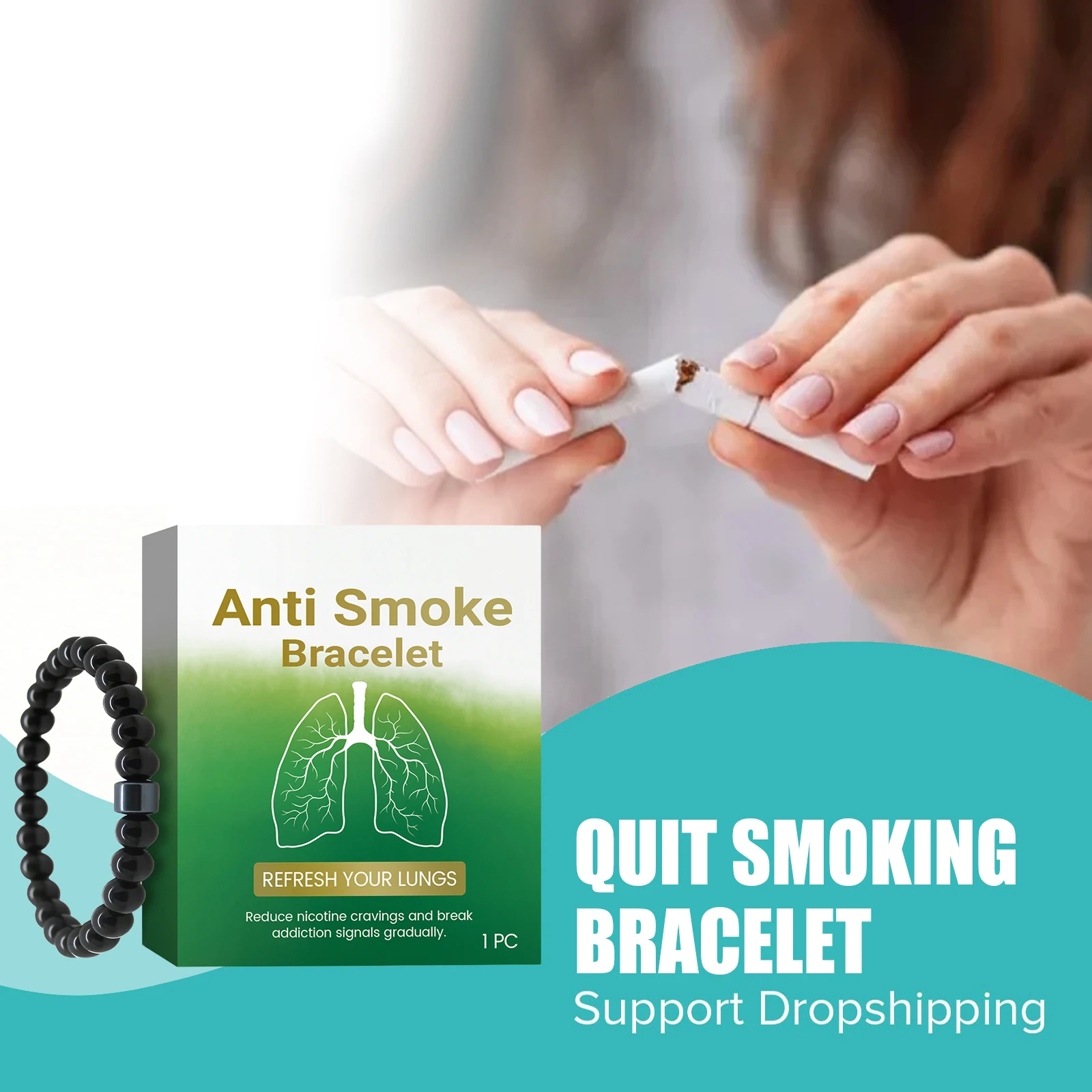Quit Smoking Bracelet Control Smoking Dispel Addiction Anti Anxiety Lung Detox Cleansing Smoke Cessation Bracelets For Men Women