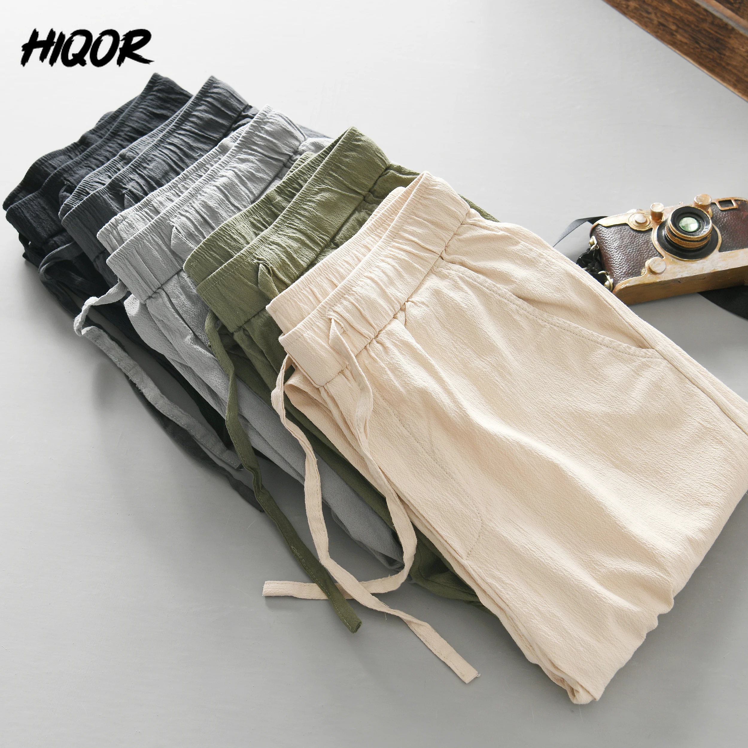 HIQOR Men's Clothing Casual Cotton Linen Chino Pants Men Thin Baggy Cotton Sweatpants Male Sport Jogger Straight Work Trousers - Image 2