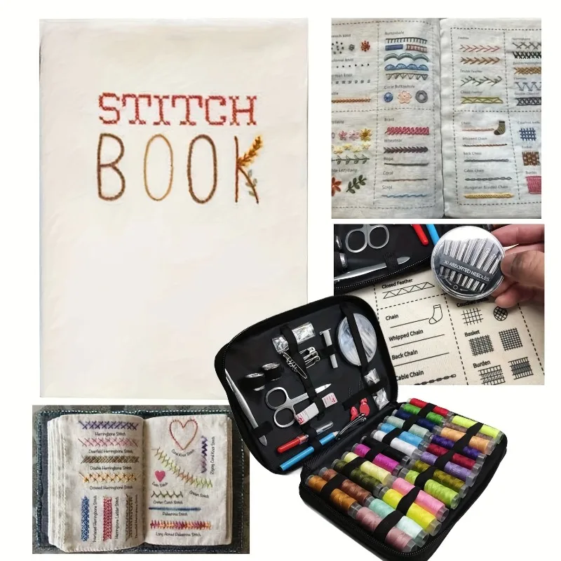 Embroidery Sewing Books DIY Stitch Books Embroidery Kit Linen Felting Needlework Sample Page Handcraft Art Tutorial Project - Image 2