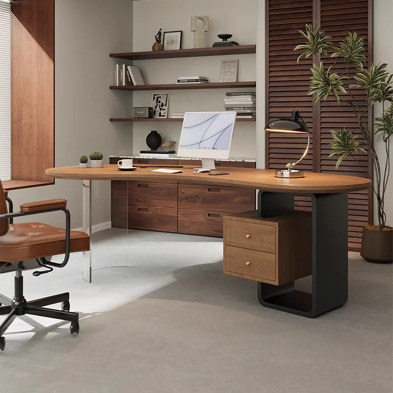 Brown Strong Executive Office Desk Wood Modern Luxury Lage Computer Desk Standing Adjustable Scrivania Work Station Table