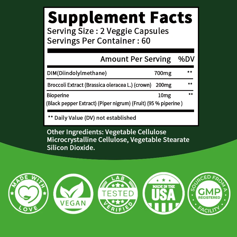 DIM Supplement - Contains Piperine To Promote Lean Muscle Mass and Support Digestive Health - Image 2
