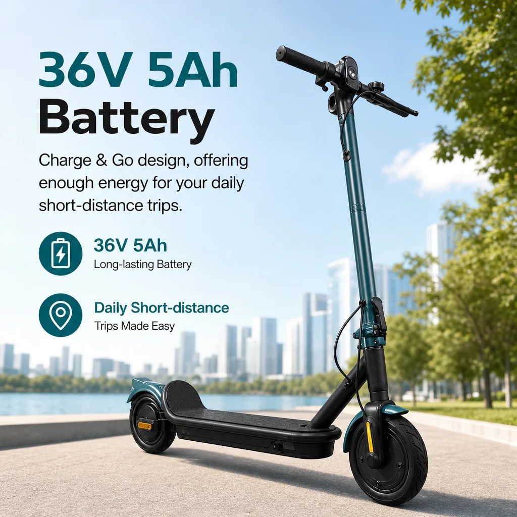 SOFLOW Adult Electric Scooter 350W Motor 25km/h Max Speed, 36V 5Ah Battery & 8.5" Tires. Quick-Fold Lightweight Commuter E-Scooter with LED Display, Anti-Slip Deck. Portable Urban Travel Scooter for Daily Short Trips - Image 2