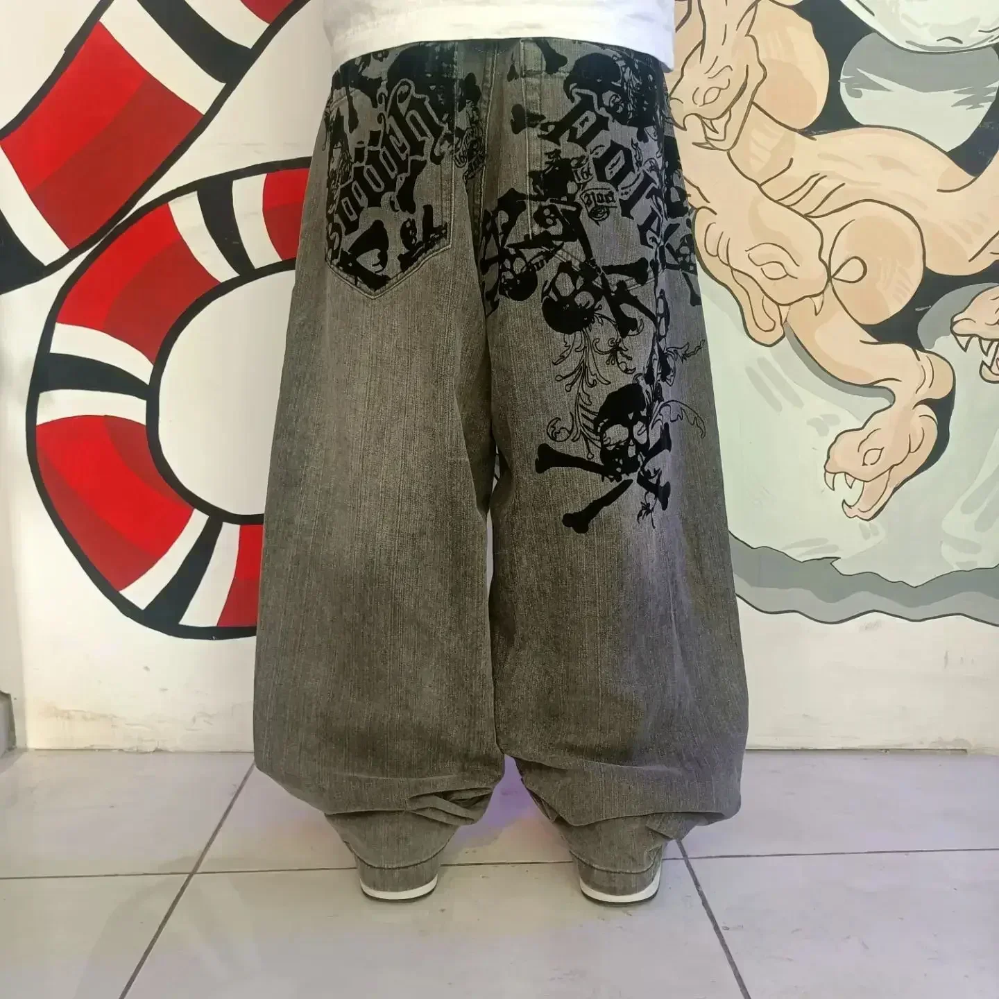 New Retro wash Southpole Jeans Loose Jeans Men's and Women's Y2K Harajuku Gothic Hip Hop Skateboard Pants Streetwear women - Image 3
