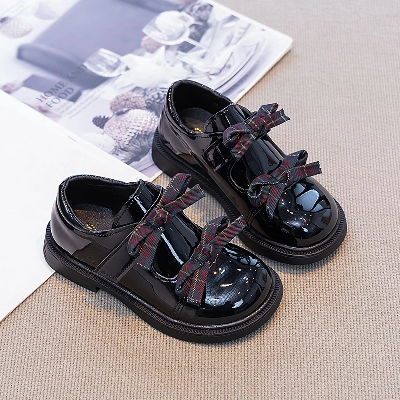 Girls Mary Jane Shoes Plaid Bow 2026 Spring Autumn Children School Uniform Leather Shoes Princess Wedding Party Dress Kids Flats - Image 4