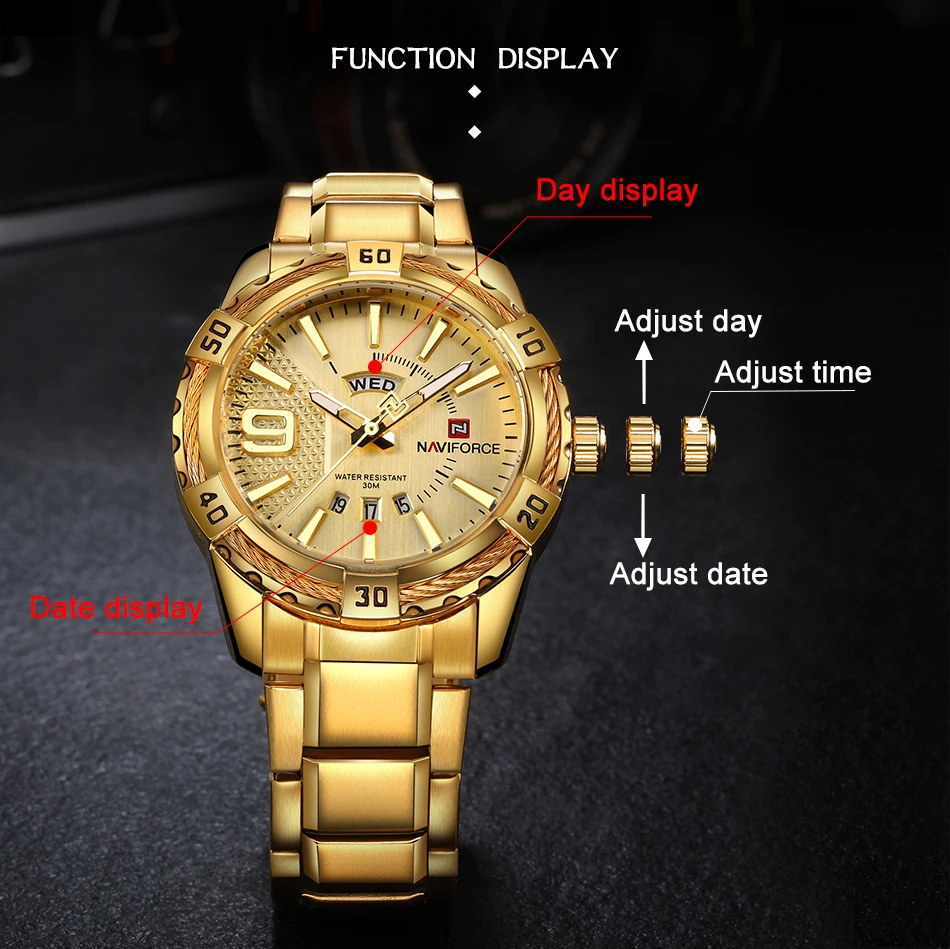 NAVIFORCE Luxury Brand Men's WristWatch Original Fashion Quartz Classic Watches For Men Waterproof Military Steel Band Clock Man - Image 4