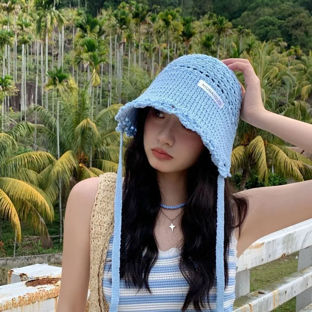 Hollowed Out Sun Protection Basin Hat Single-Layer Soft Breathable Fisherman's Hat Adjustable Headband Light Breathable Sun Hat