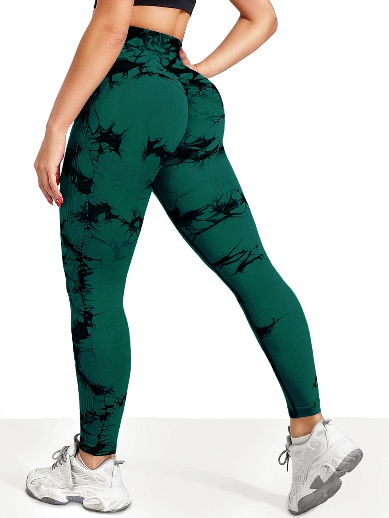 Women's Tie Dye Seamless High-Waisted Yoga Pants Tummy Control Belly Band Pants Comfortable Stretchy Leggings for Women - Image 6