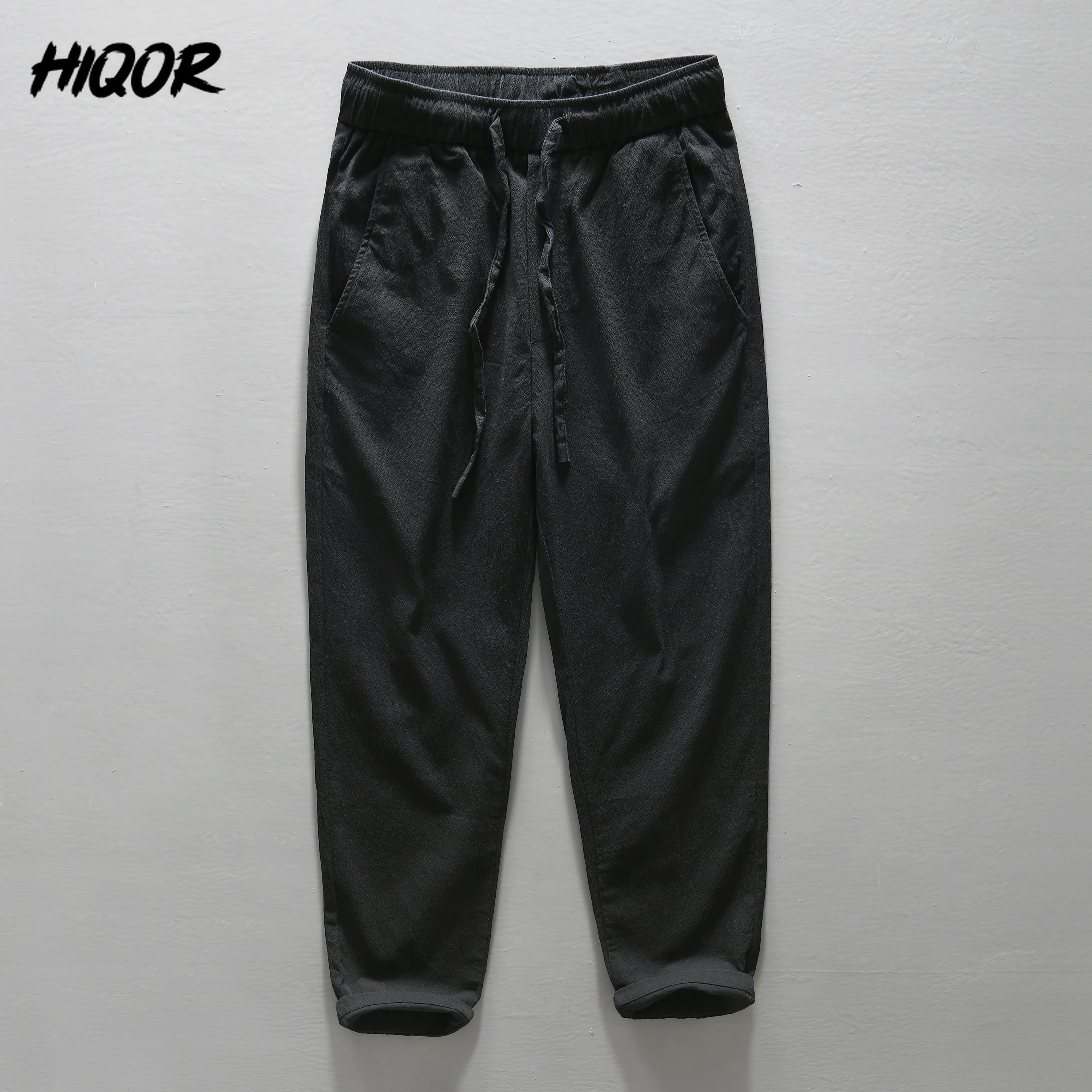 HIQOR Men's Clothing Casual Cotton Linen Chino Pants Men Thin Baggy Cotton Sweatpants Male Sport Jogger Straight Work Trousers - Image 6