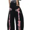 Women's Black Personalized Print Pattern Casual Pants Punk Unisex Bottoms High Waist Trousers Female Wide Leg Sweatpants