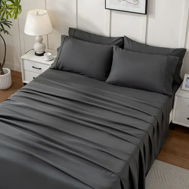 4pcs/6pcs Bamboo Cooling Queen Size Sheet Set - Children Bedding, Breathable And Comfortable - Fit for Hot Sleepers - Image 4