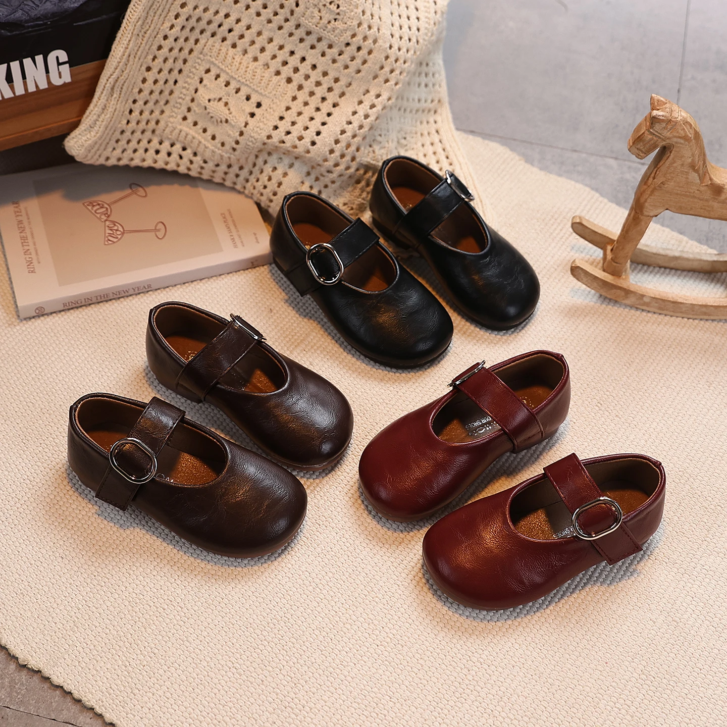 Girls Leather Shoes for Toddlers 2026 New Autumn Students Ballet Flats Soft Sole Simple Princess Kids School Dance Party Flats