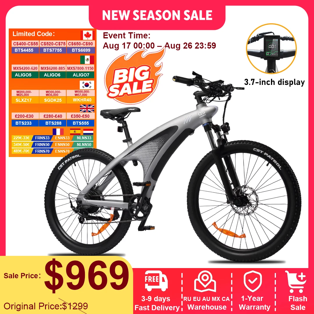 HX Q5 E Bike 2000W Adults Electric Bike 2000W 48V 20AH 27.5 Inch Electric Bicycle City E Bikes Mountain E Bikes