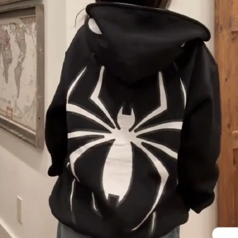 Full Zip Up Spider Hoodie Women Men Streetwear Harajuku Graphic Oversized Jacket Hood Shirt Punk Gothic Y2K Clothes Sweatshirt - Image 5