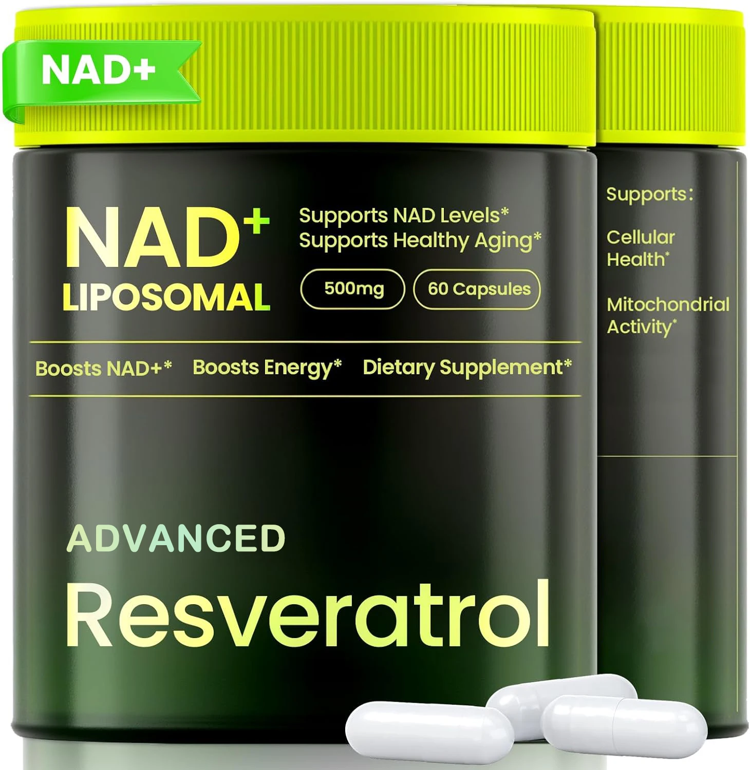 Liposomal NAD+ ADVANCED Supplement with Resveratrol - NAD Plus Capsules for Anti Aging, Brain Function & Cell Regeneration