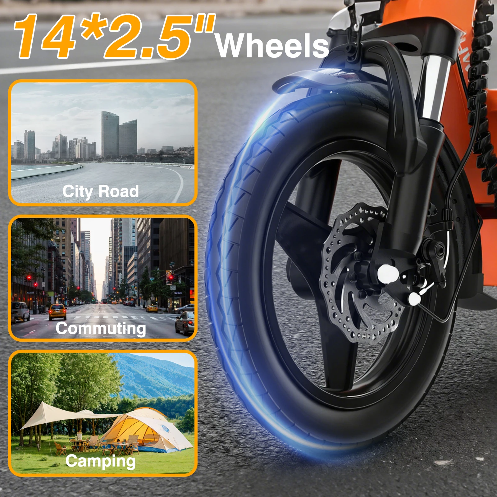 Bodywel T3 Folding Electric Scooter for Adults, 48V 13Ah Full Shock Foldable EScooter with Seat For Shopping and Commuting ebike - Image 5