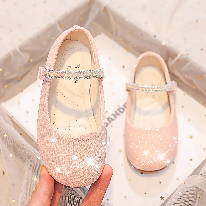 Girls Mary Janes Shoes for Party Wedding Children Princess Shoes Kids Rhinestones Shine Shoes Solid Color Simple Non-slip 2026 - Image 3