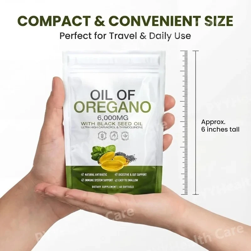 60 Count Oregano Oil Black Seed Oil Softgels Herbal Plant-Based Natural Supplement Capsules for Immune & Digestive Support - Image 5