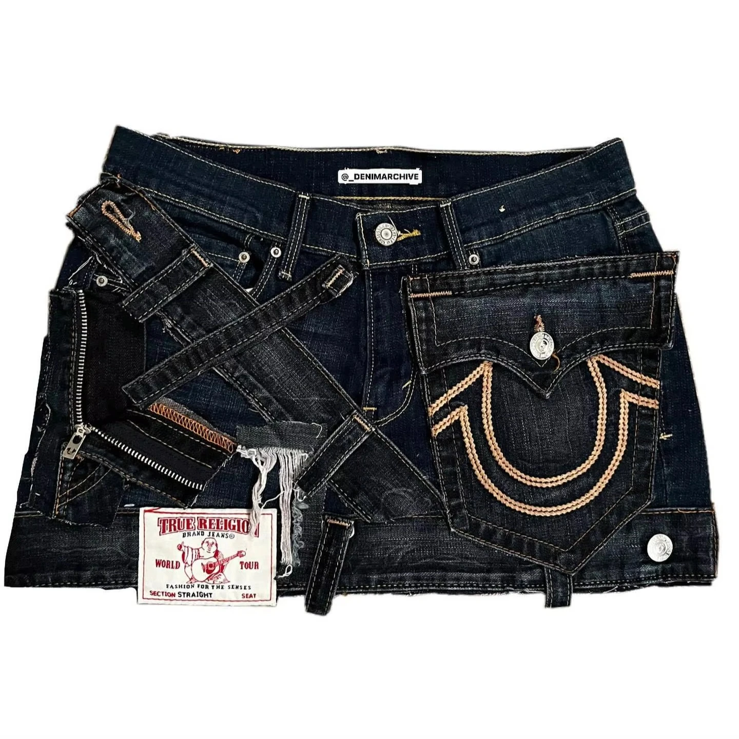 Y2K Gothic Punk Style Denim Short Skirt Women Harajuku Retro Patched Zipper Skirt Streetwear Low Waist Vintage Jeans Mini Skirt - Image 2