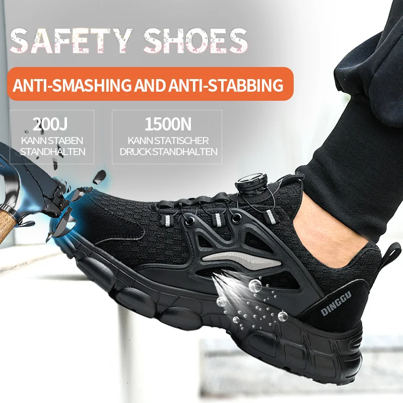 Steel Toe Safety Shoes Men Anti-puncture Work Shoes Breathable Industrial Construction Safety Boots Lightweight Breathable Safety Sneakers Mens Work Shoes Anti-slip Steel Toe Casual Safety Footwear