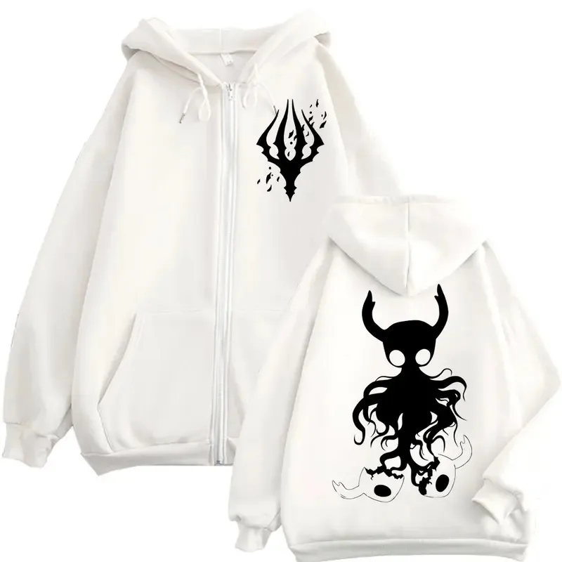 Limited Hollow Knight Game Graphic Zipper Hoodies Gothic Vintage Zip Up Hooded Sweatshirts Men Women Fashion Casual Pullovers - Image 2