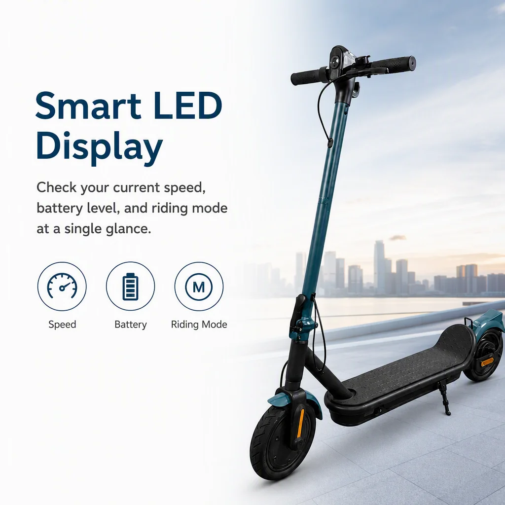 SOFLOW Adult Electric Scooter 350W Motor 25km/h Max Speed, 36V 5Ah Battery & 8.5" Tires. Quick-Fold Lightweight Commuter E-Scooter with LED Display, Anti-Slip Deck. Portable Urban Travel Scooter for Daily Short Trips - Image 4