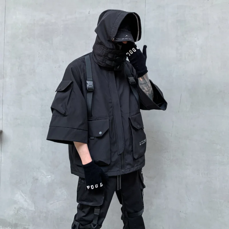 2026 Autumn Winter Hip Hop Techwear Cargo Jacket Men's Harajuku Casual Hooded Jackets Tactical Hooded Coats Streetwear - Image 5