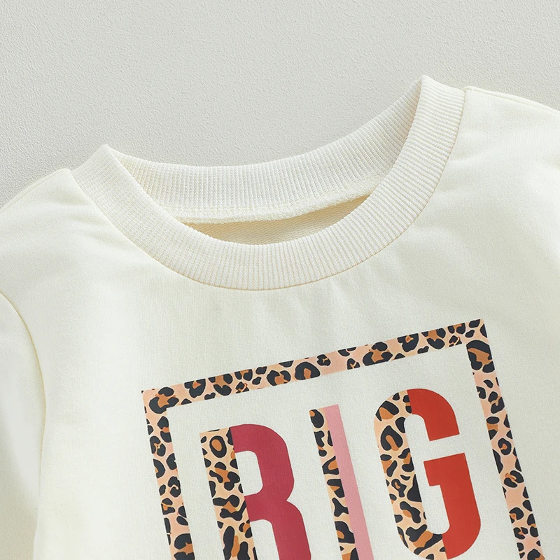 Citgeett Autumn Kids Toddler Girls Sweatshirts Long Sleeve Leopard Letter Print Loose Pullovers Fall Tops Clothes - Image 5