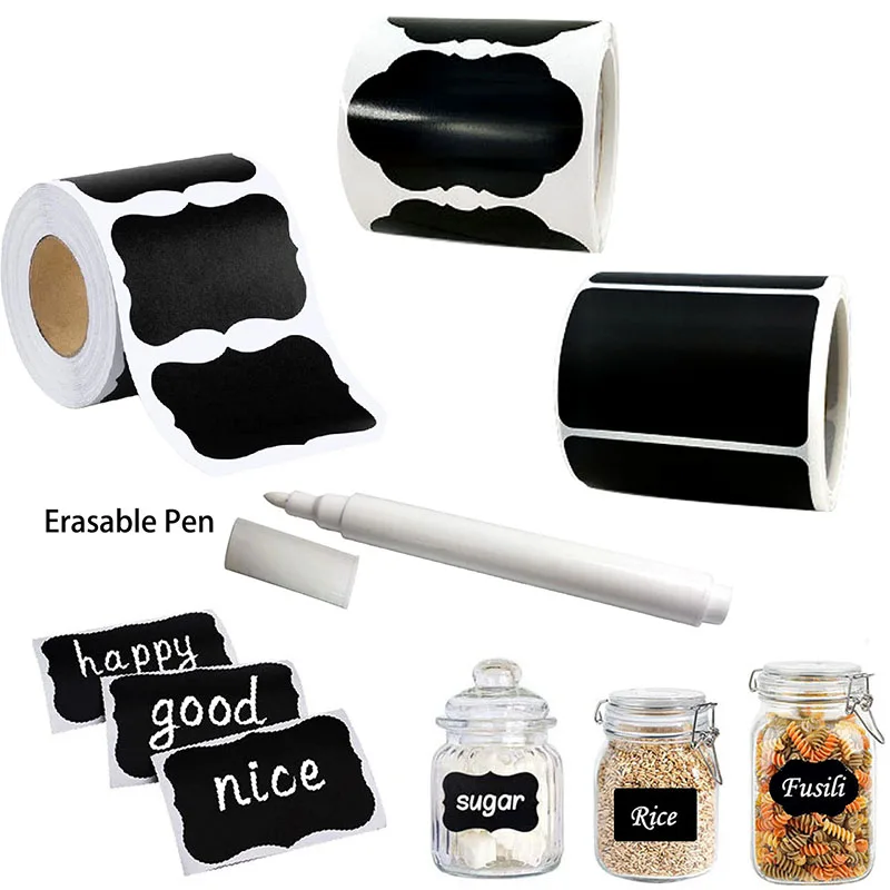 120 Pcs 1 Roll Removable Spice Sticker with Erasable Pen Waterproof Label Sticker Home Kitchen Decoration Jar Bottle Tag Sticker