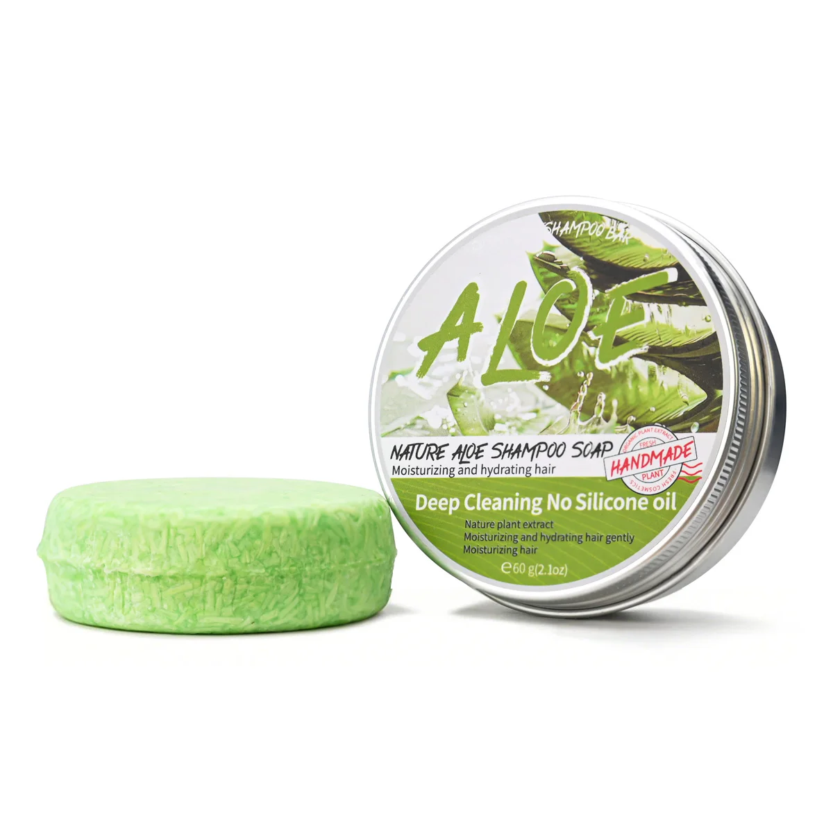 LH-60g Nature Plant Aloe Solid Shampoo Refreshing Oil Control Shampoo Bar Extraction Dandruff Shampoo Lemon Soap - Image 2