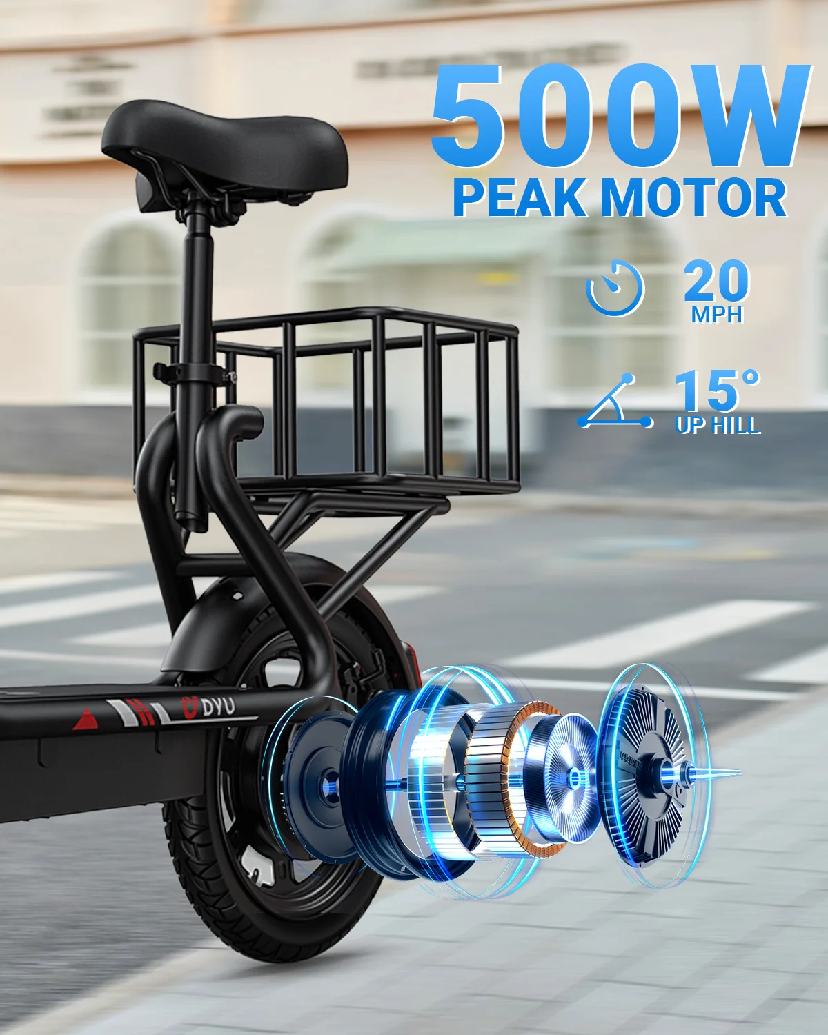 DYU C4 14 inch Folding Electric Scooter Mini E-Bike 500W Peak 20MPH 280Wh Battery Compact City Commuter E-Scooter Style UL2849 - Image 2