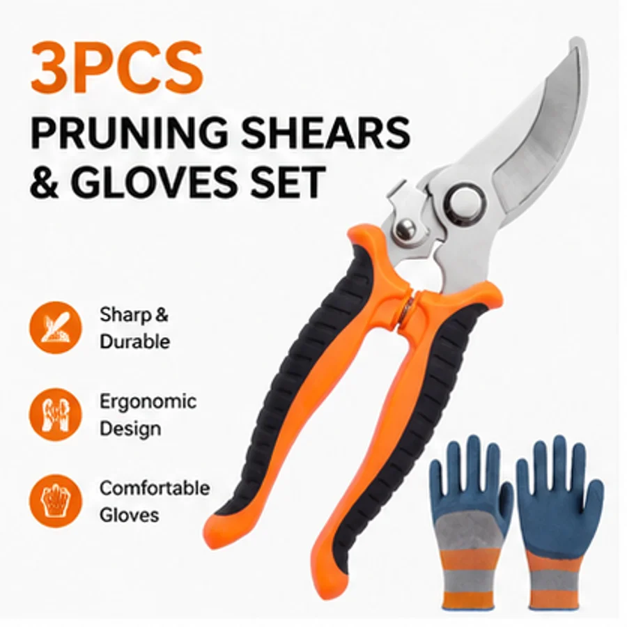 3-Piece Professional Heavy-Duty Garden Pruning Set with Non-Slip Grips – Suitable for Pruning Thick Branches, Floral Arranging, and Landscaping – Ergonomic Design – Ideal Gardening Gift for Professionals and Enthusiasts; Lawn Care Tools Featuring Modern D - Image 7