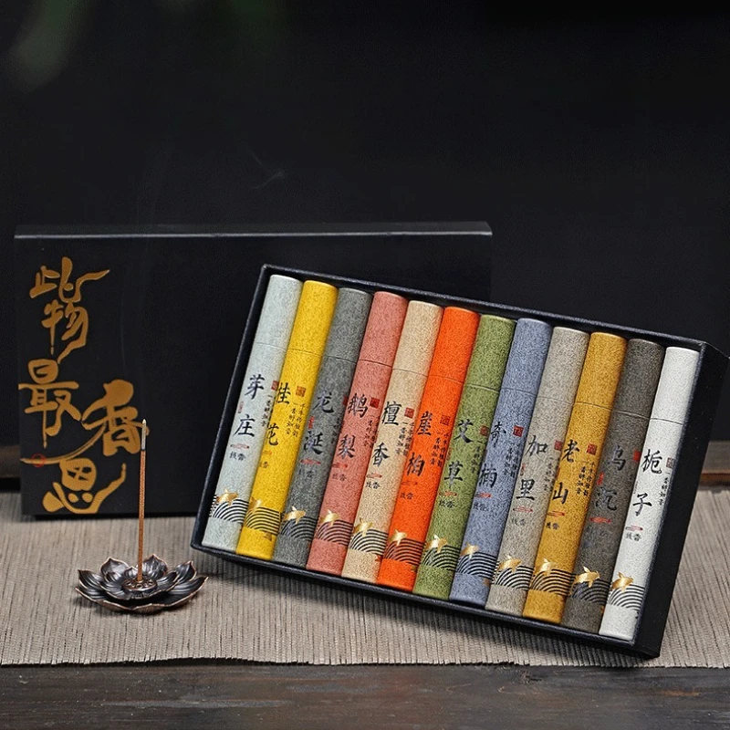 12 Types of Natural Incense Per Box Sandalwood Osmanthus Incense Stick Home Fragrance Aroma Blessing Ceremony Pray Buddha Cense - Image 2