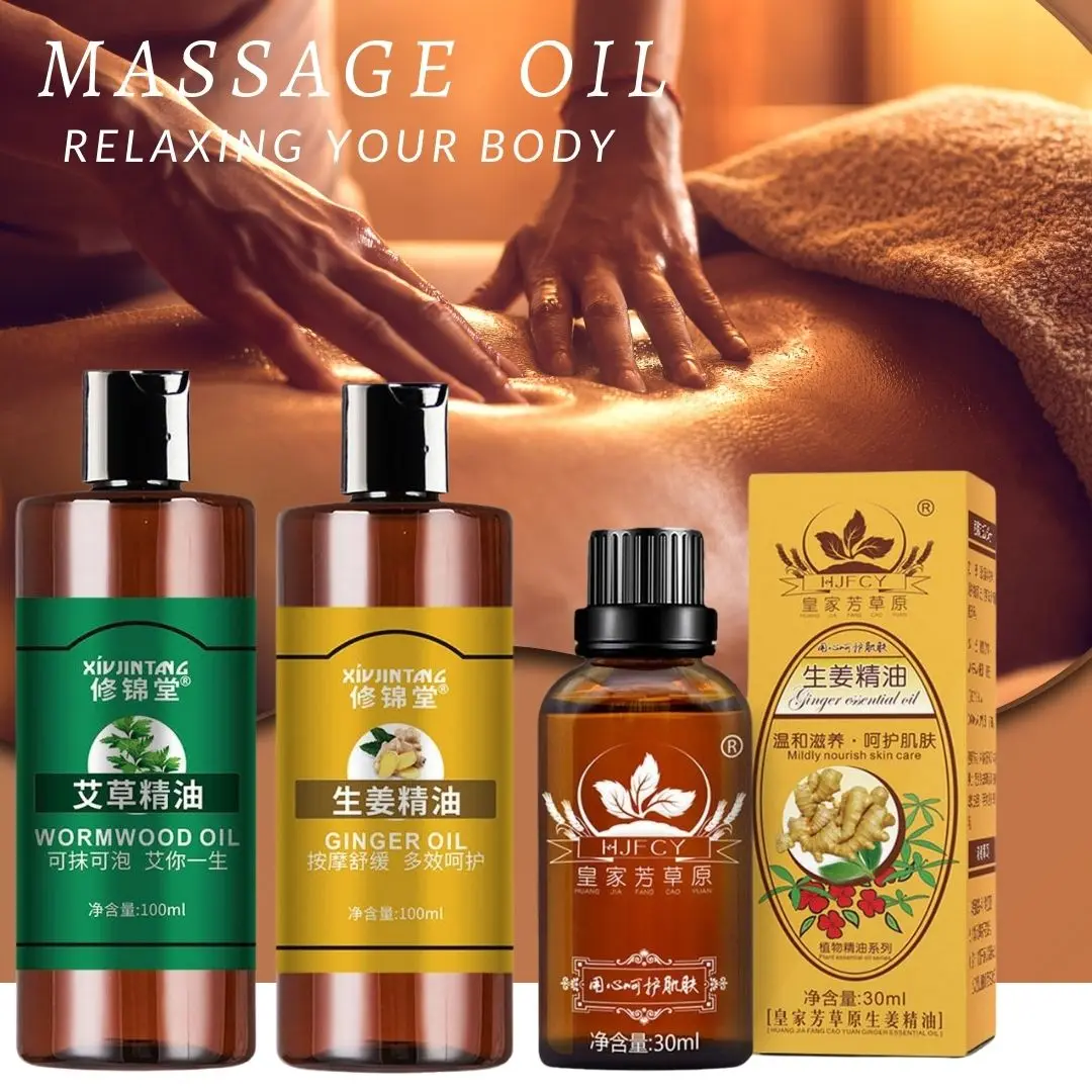 Mugwort Body Massage Oil Body Smooths Skin Massage Oil Relaxing Plant Essential Oil Moisturizing Firming Body Cleansing Essence