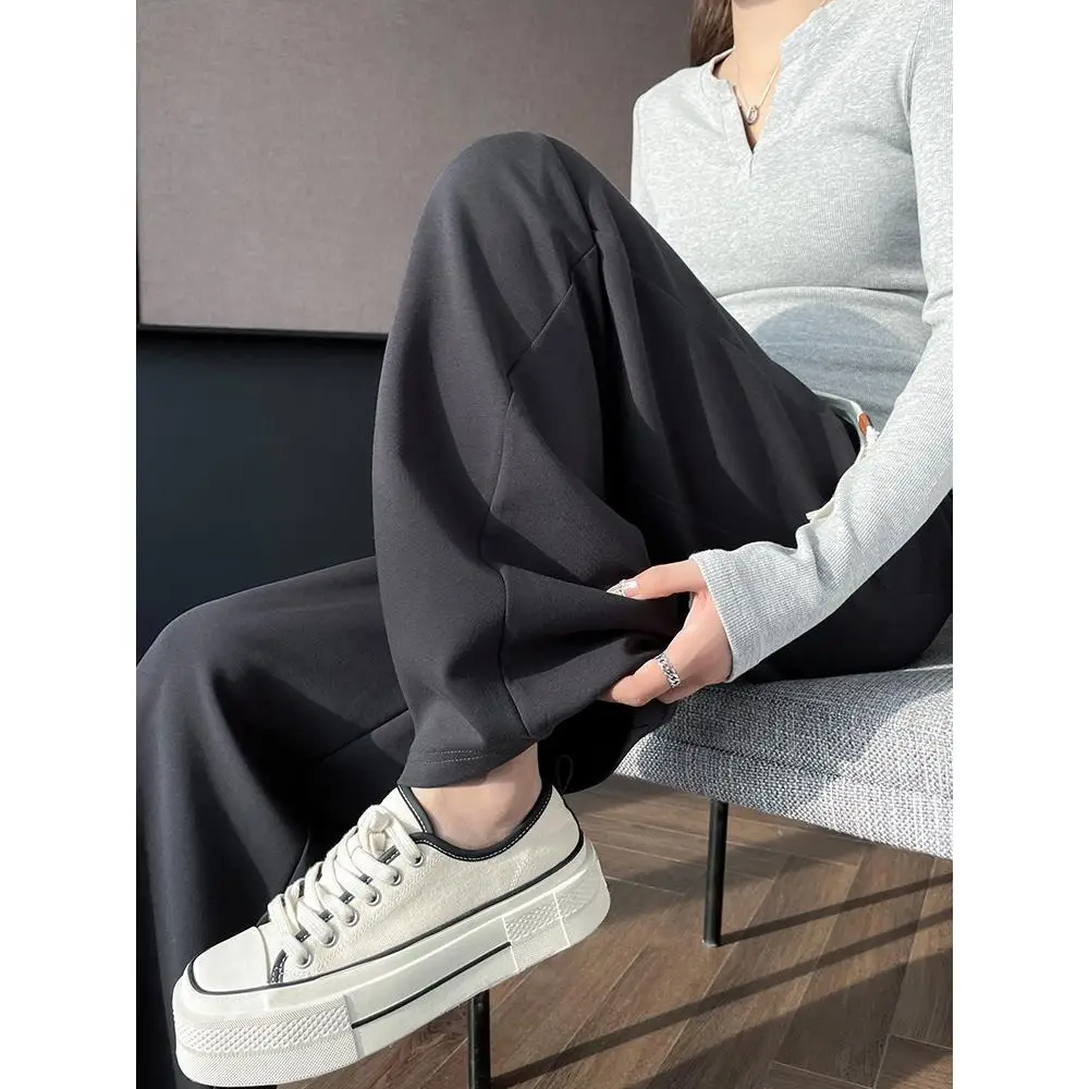 European style dark gray banana pants for women's autumn new high-end cotton fashion plus size loose casual sickle shaped pants - Image 4