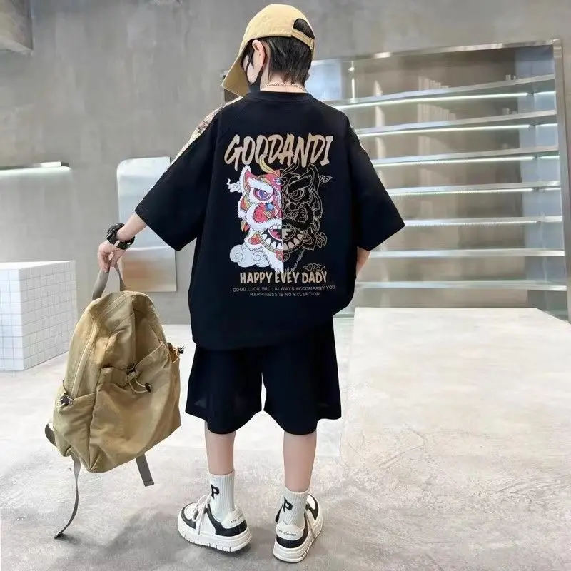 Plus Size Children's Clothing Boys From 4 T-shirts 7 12 Years Baby Summer Clothes Kids Boy Suit 2025 Top Outdoor Korean T-shirt - Image 3