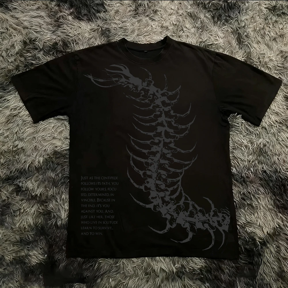 Summer Classic Y2K Gothic Style T-shirt Print Oversized T Shirt High Street Shirts Round Neck Cotton Tops Mens Women T Shirt Tee - Image 4
